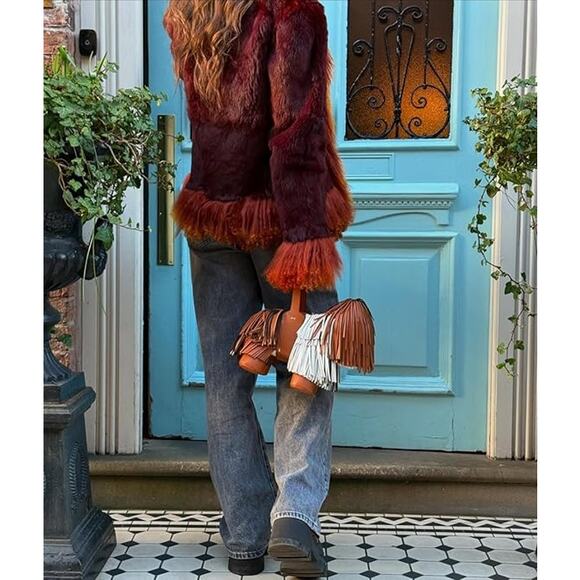 New JW Pei Womens Nita Brown White Black Furry Faux Leather Puppy Dog Handbag - Picture 3 of 6